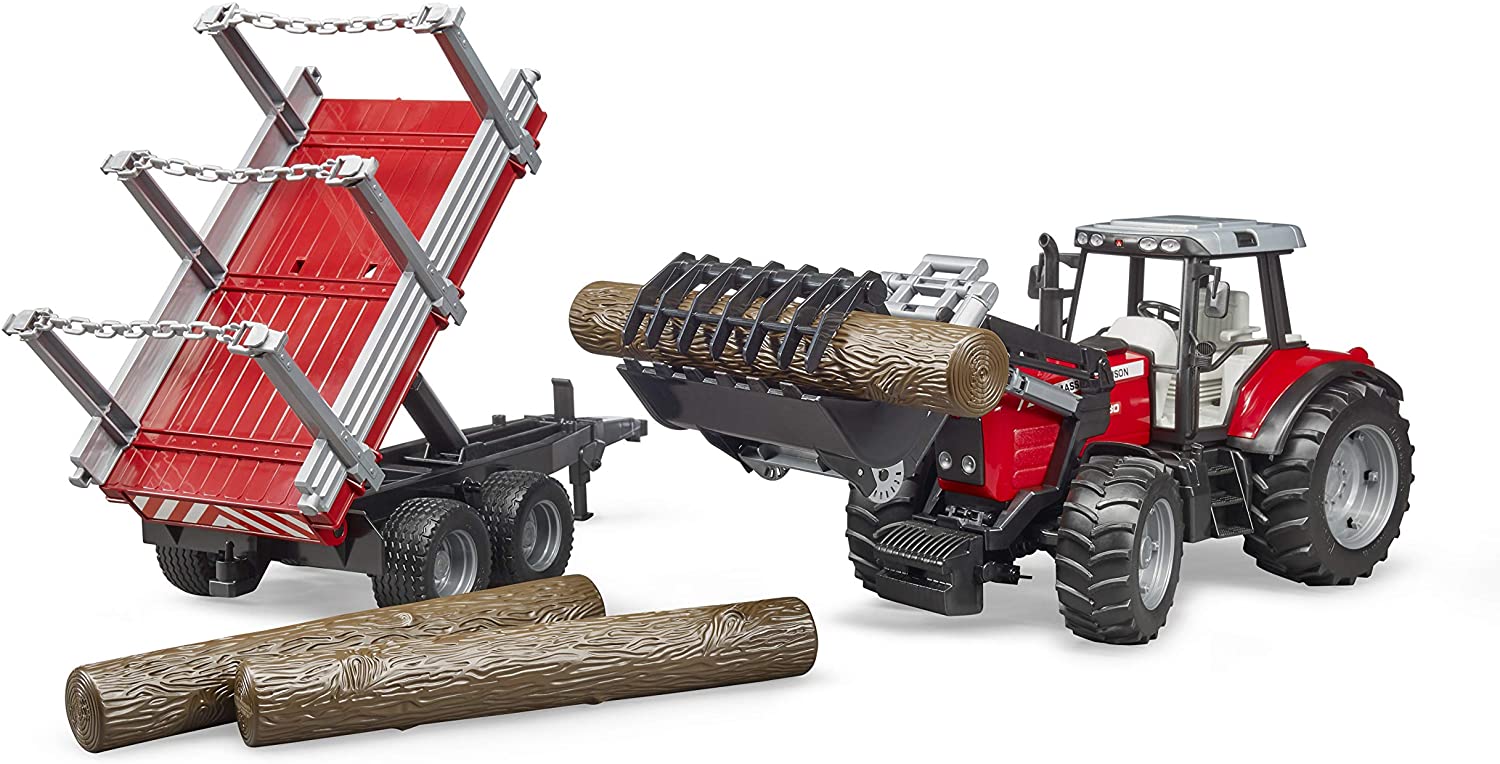 Bruder Massey Ferguson with Frontloader & Timber Trailer