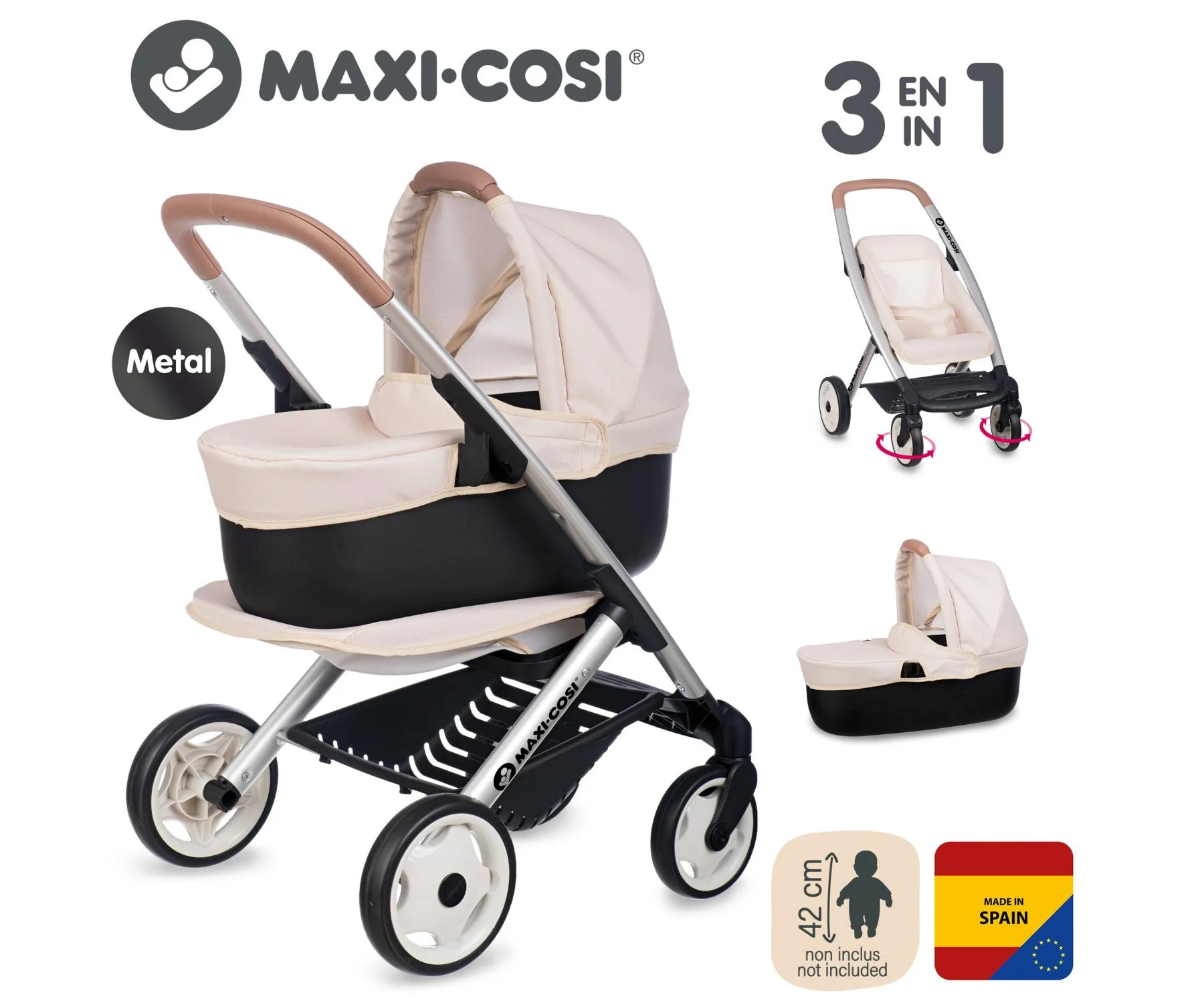 Maxi-Cosi Pushchair + Pram Beige (3 In 1) - Image 4