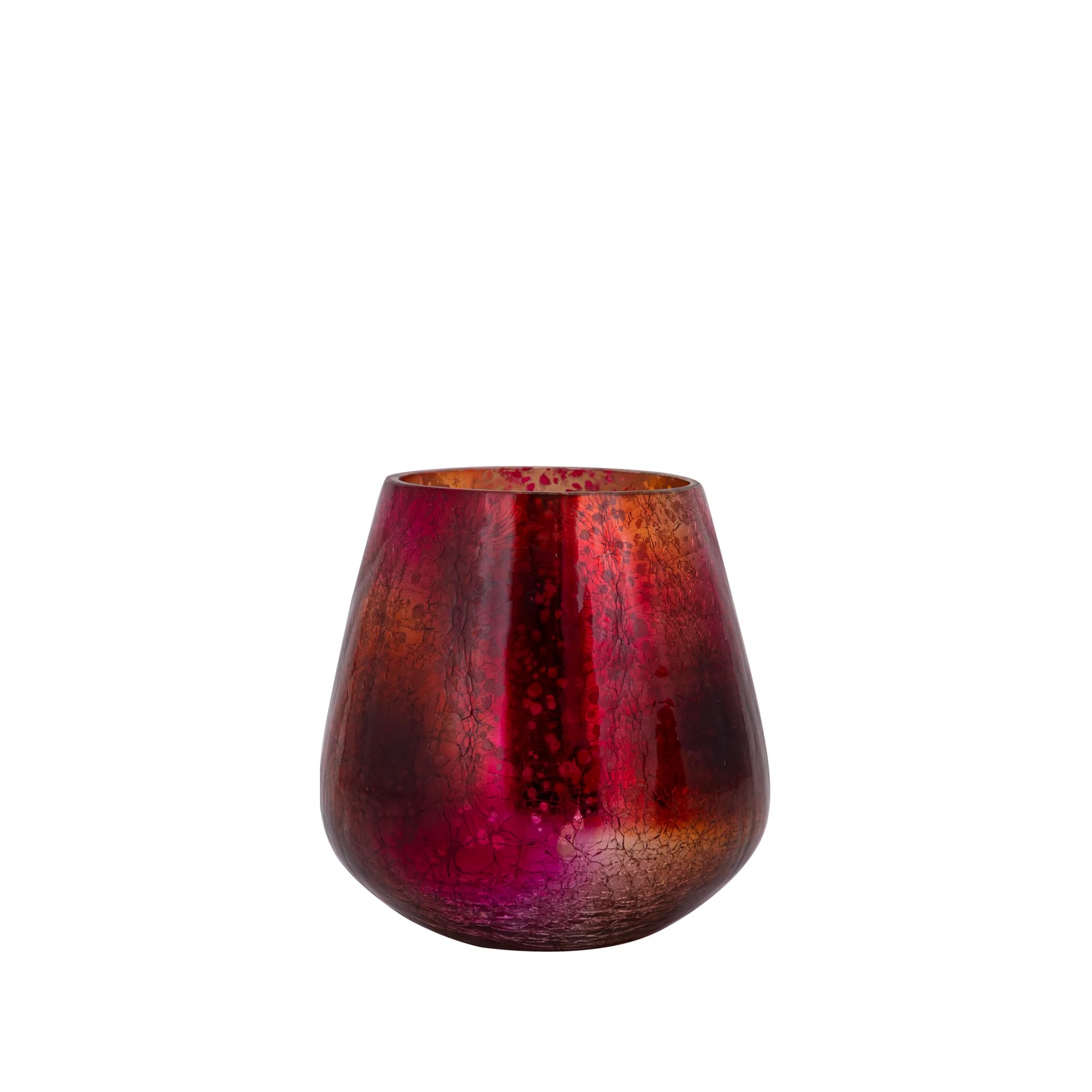 Mayna 10cm Pink Orange Glass T-light Holder Crackle