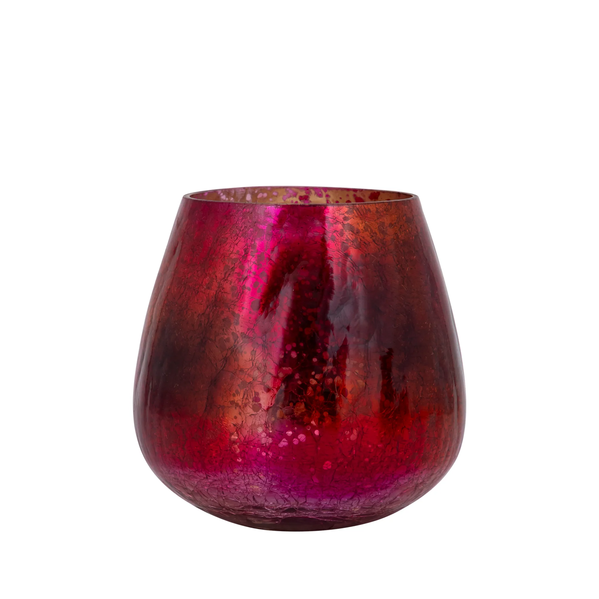 Mayna 12cm Pink Orange Glass T-light Holder Crackle