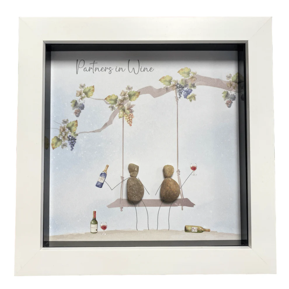 Medium Pebble Art Partners in Wine - White