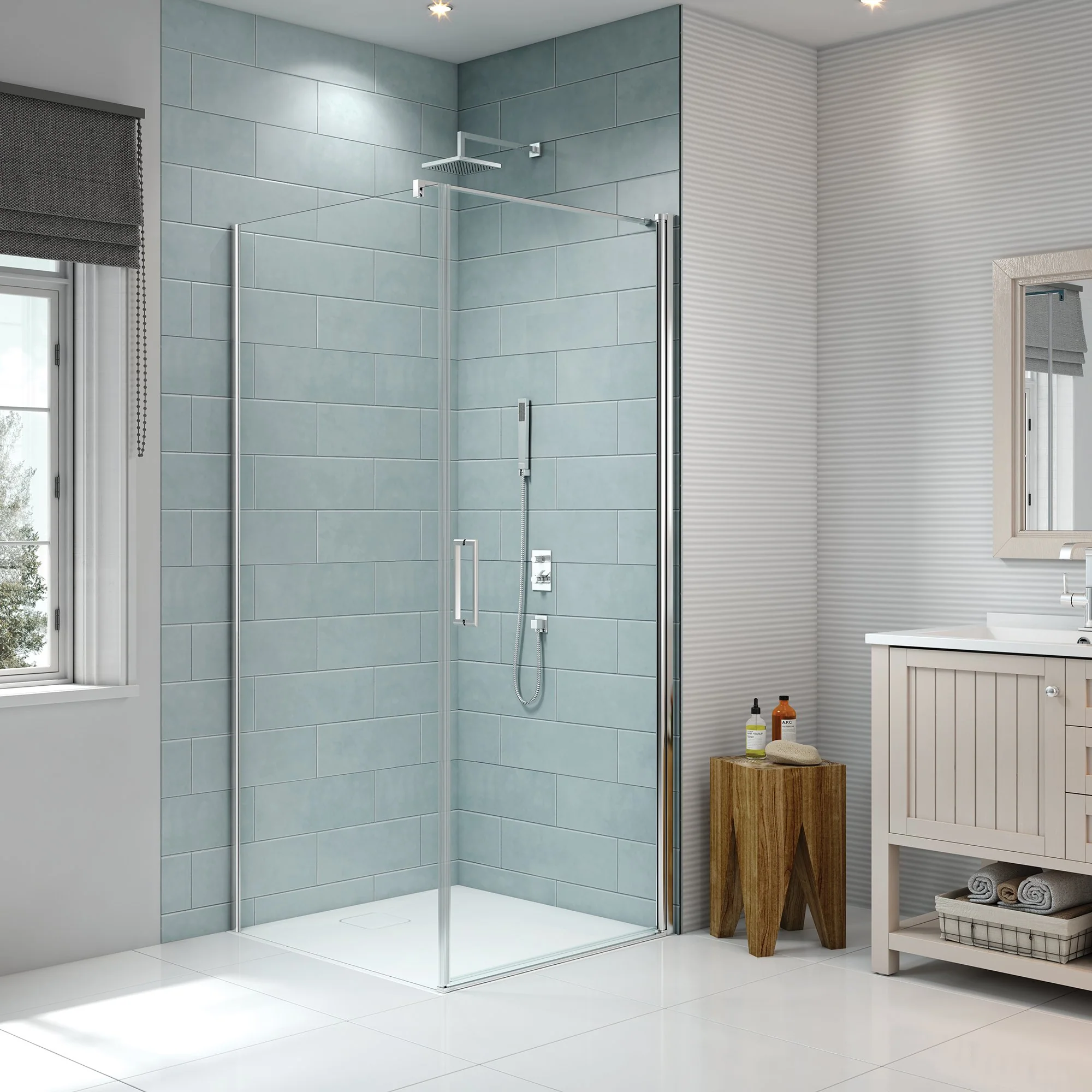 Merlyn 8 Series Frameless Pivot Door Side Panel 1000mm - Image 2