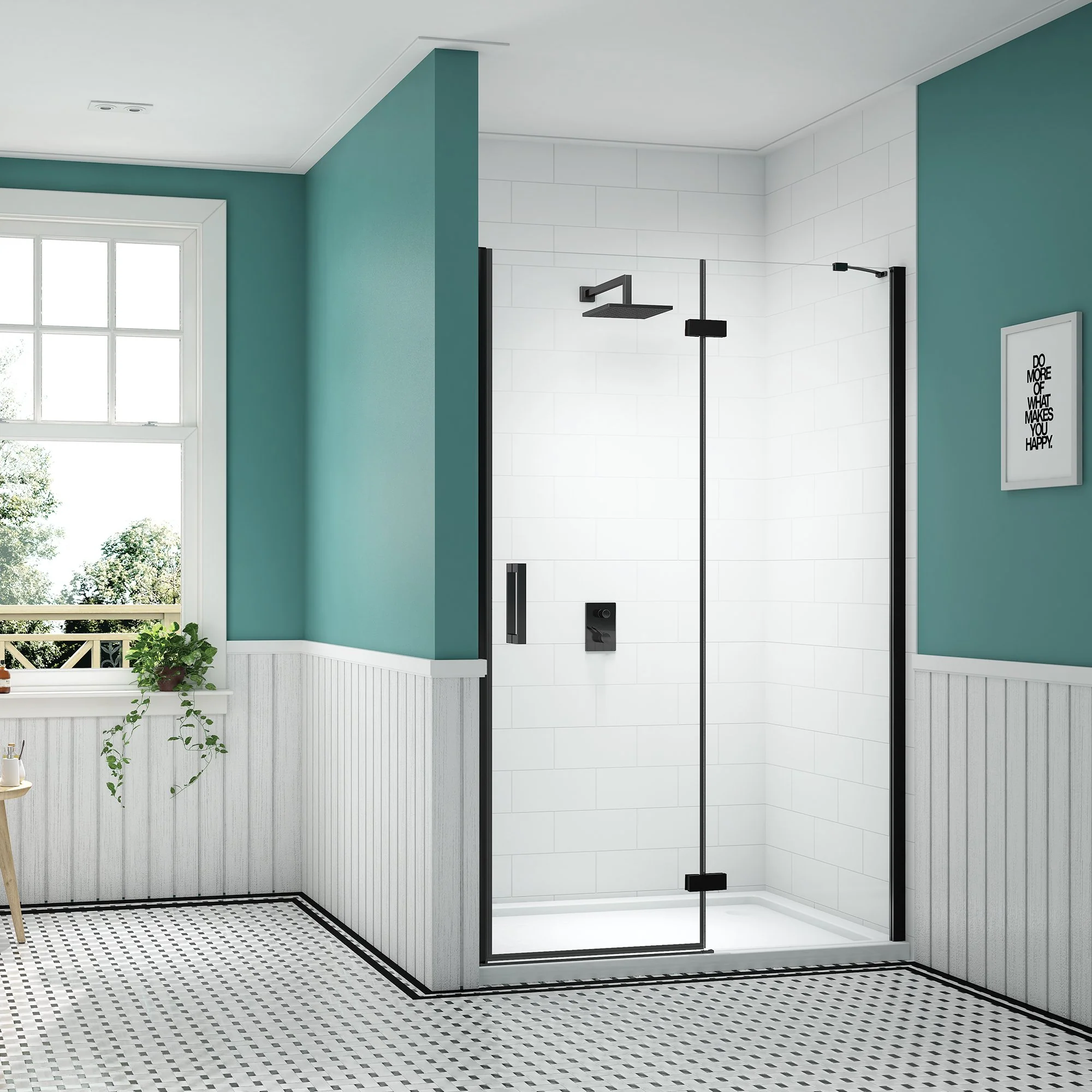 Merlyn Black Hinge & Inline Door 1000mm - Image 2