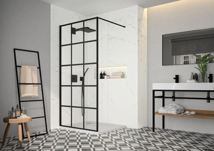 Merlyn  Black Squared Showerwall  1200mm