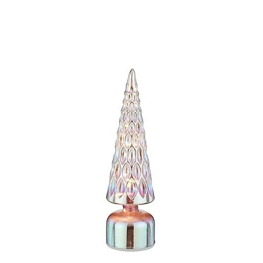 Mica Decorations Glass Christmas Tree Rotatable Blue Lustre 33.5 x 9cm