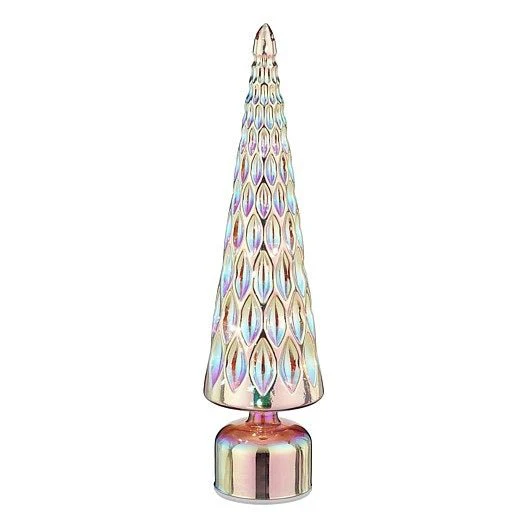Mica Decorations Glass Christmas Tree Rotatable Blue Lustre 44 x 11cm - Image 2