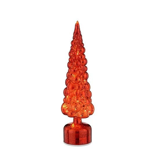 Mica Decorations Glass Christmas Tree Rotatable Red 40 x 10.5cm - Image 2
