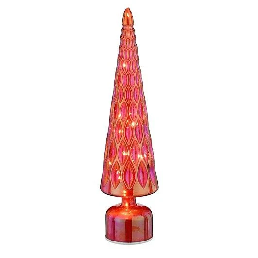 Mica Decorations Glass Christmas Tree Rotatable Red Lustre 44 x 11cm - Image 2