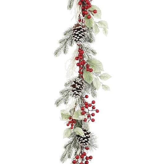 Mica Decorations Pine Cones Red Berries Garland 160cm - Image 2