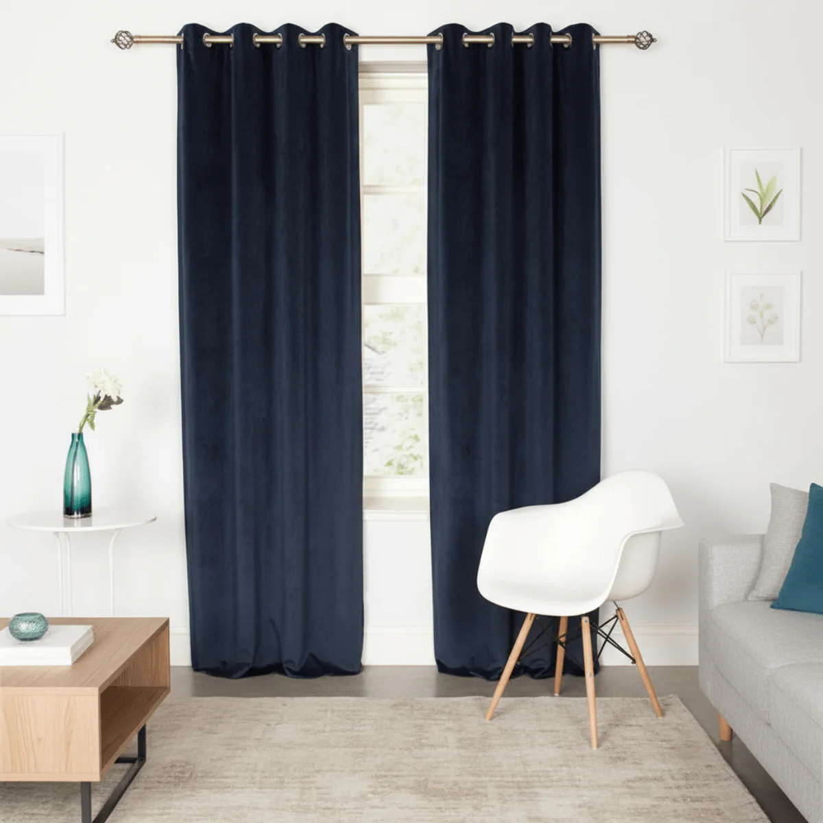 Midnight Velvet Interlined Curtains (90" x 90") - Image 2