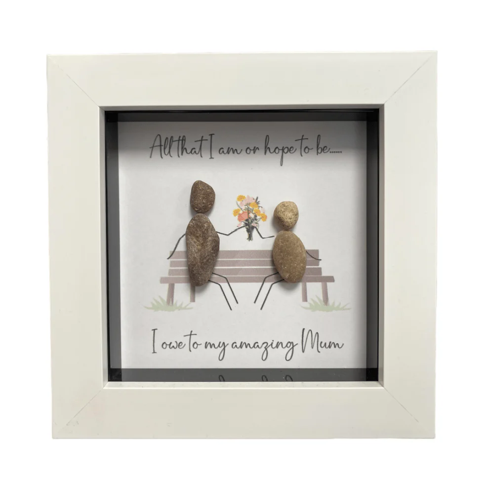 Mini Pebble Art All that I am or hope to be... Mum - White
