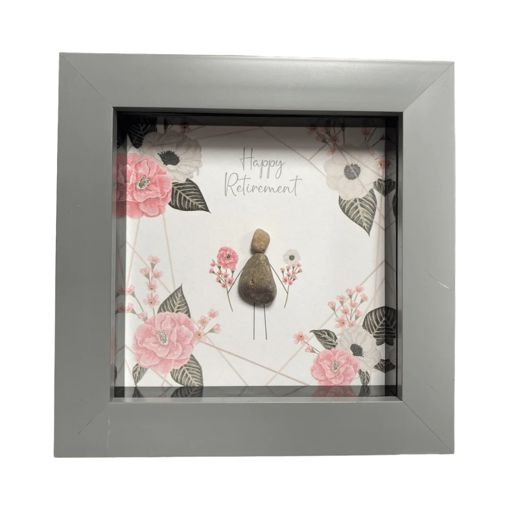 Mini Pebble Art Happy Retirement - Grey
