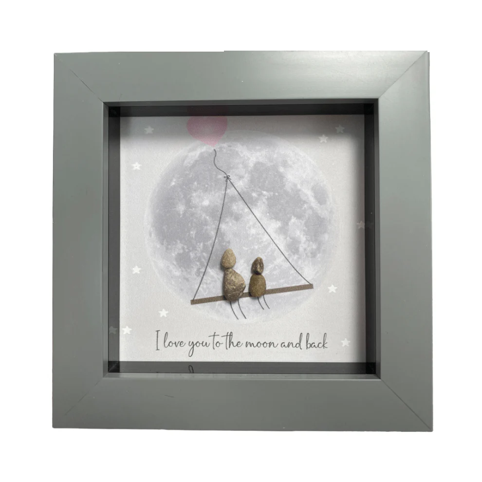 Mini Pebble Art I Love You to the Moon and Back - Grey