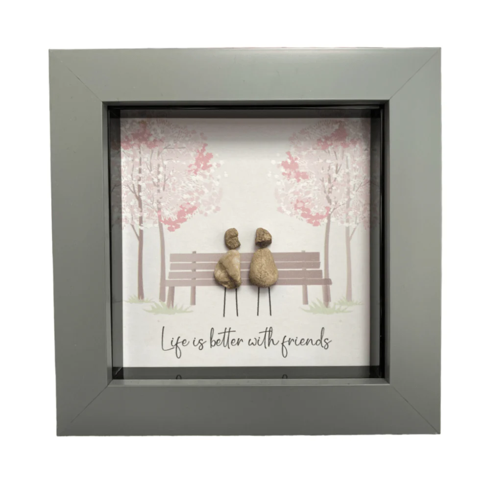 Mini Pebble Art Life is Better with Friends - Grey