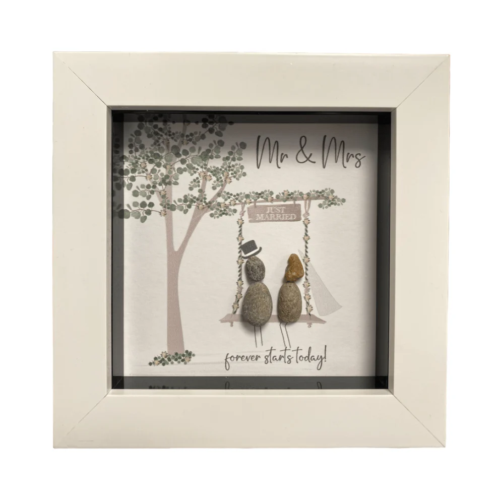 Mini Pebble Art Mr & Mrs, Forever Starts Today - White