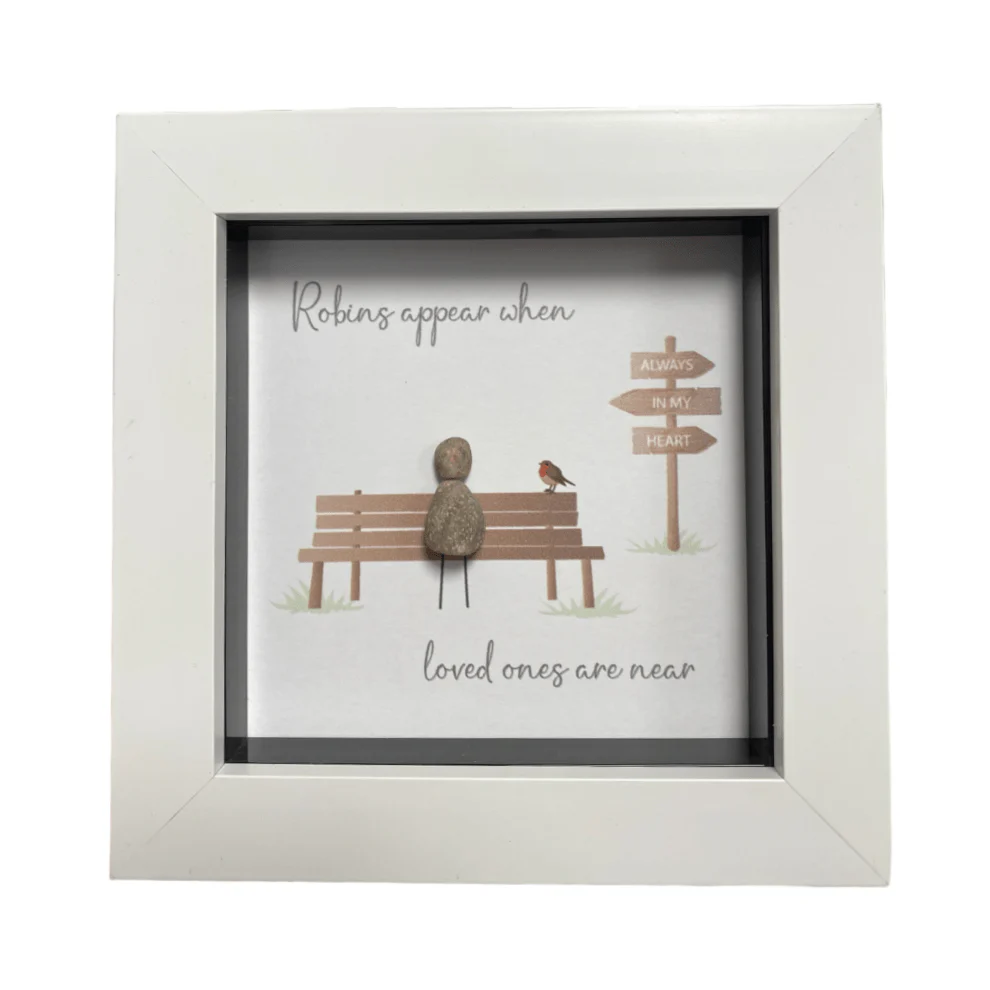 Mini Pebble Art Robins Appear when Loved Ones are Near - White
