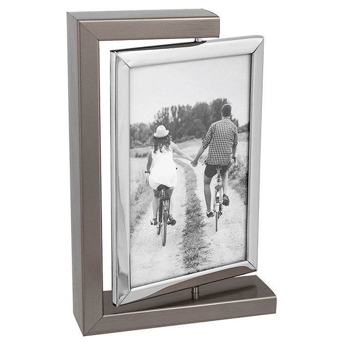 Modern Dark Silver Spin Photo Frame 4x6