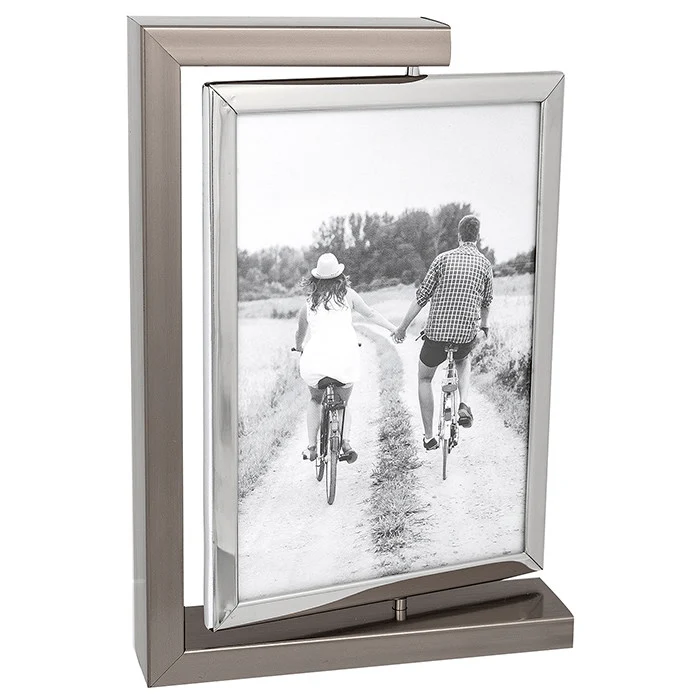 Modern Dark Silver Spin Photo Frame 5x7