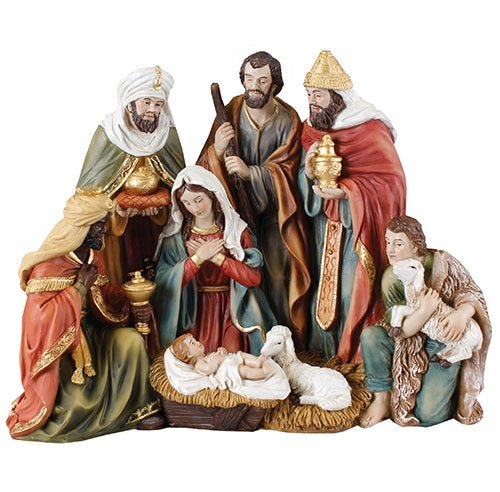 Nativity Set Resin Holy Family Kings Shepherd - 8 inch (89708)