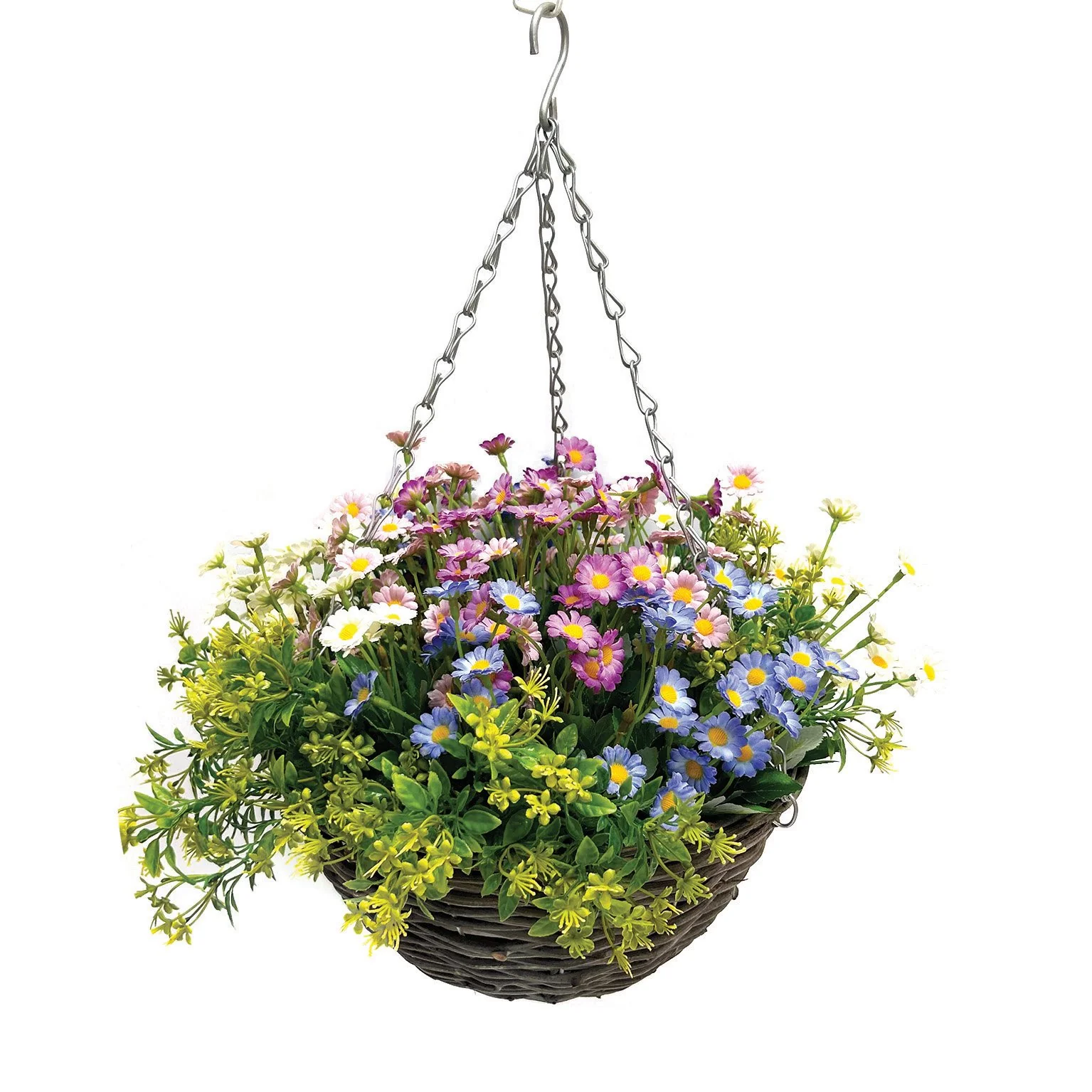 Nearly Natural Spring Daisy Hanging Basket 30cm