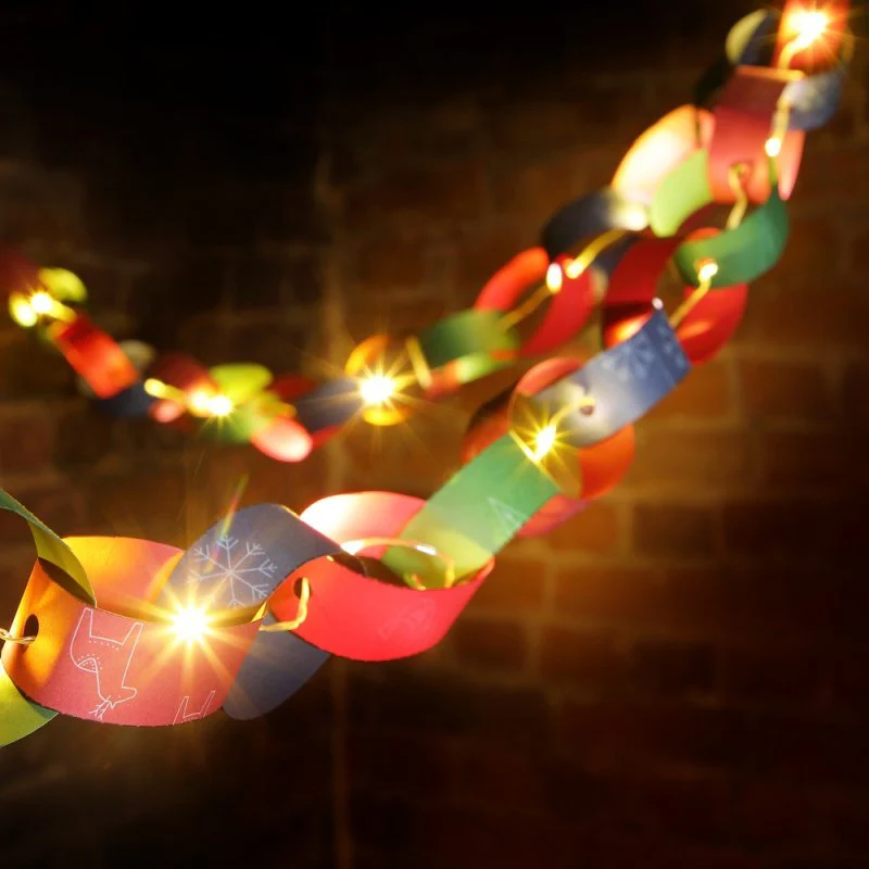 Noma 2.2m DIY Patterned Paper Chain With 20 Warm White Led Flexi Wire Light Chain