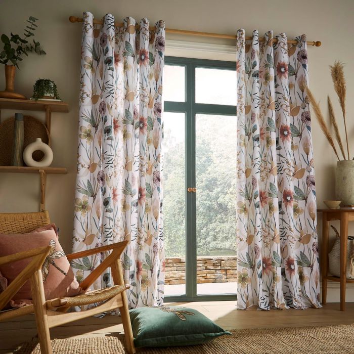 Oceania Sandstone Eyelet Curtains 90 x 90