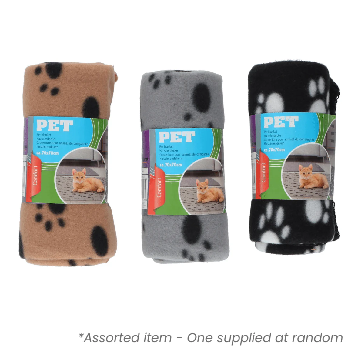 Paw Print Pet Blanket 70 X 70cm Assorted - One Supplied*