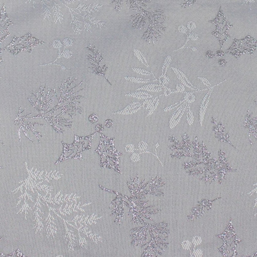 Peggy Wilkins Winter Hedgerow Silver/Pewter Christmas Tablecloth – 53" x 88" (135 x 225 cm)
