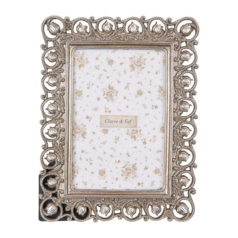 Photo Frame 10 x 15cm Silver Coloured Plastic Rectangle Classic