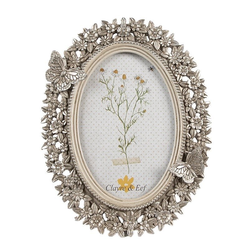 Photo Frame 10 x 15cm Silver Coloured Polyresin Oval