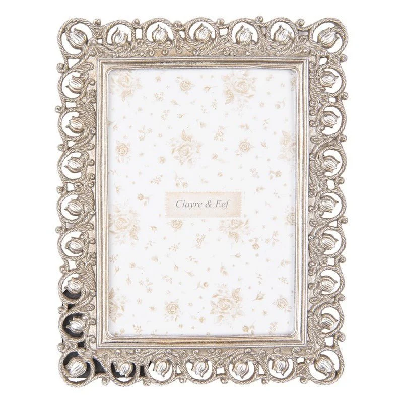 Photo Frame 13 x 18cm Silver Coloured Plastic Rectangle Classic