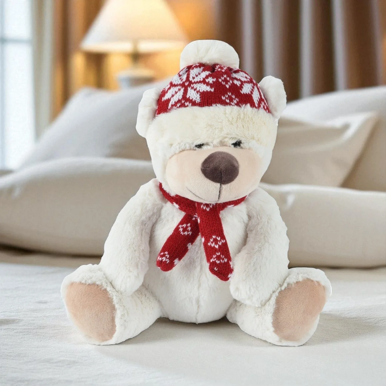 Plush Christmas Teddy Bear in Hat and Scarf 20cm