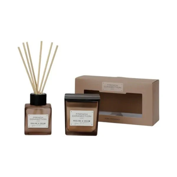 Praline Cream Candle &amp; Diffuser Gift Set by French Connection 100ml/220g