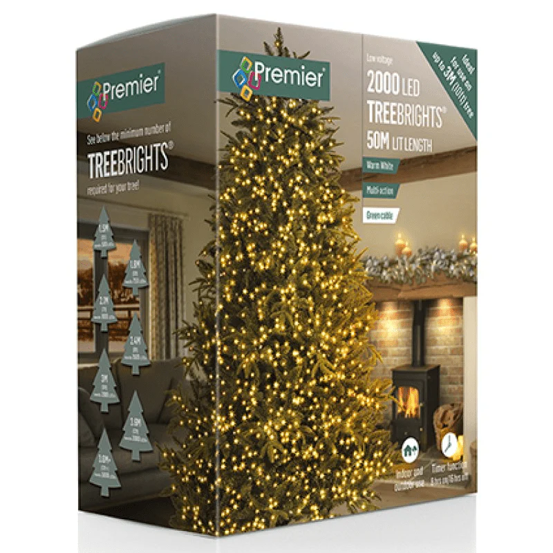 Premier 2000 LED TreeBrights – Warm White, Multi-Action with Timer (Mains Operated)