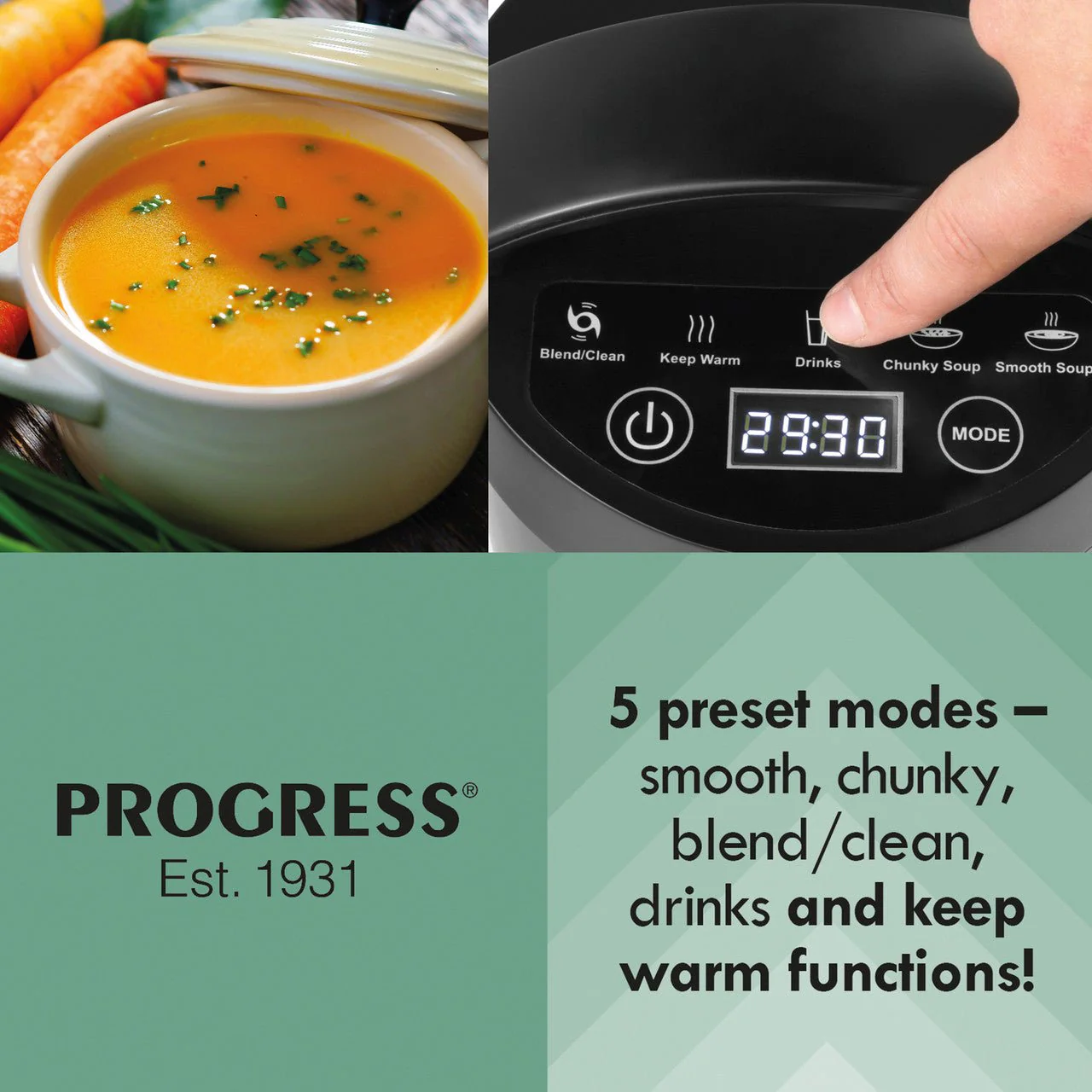 Progress 1.6L Soup Maker Stainless Steel 900W - Image 4