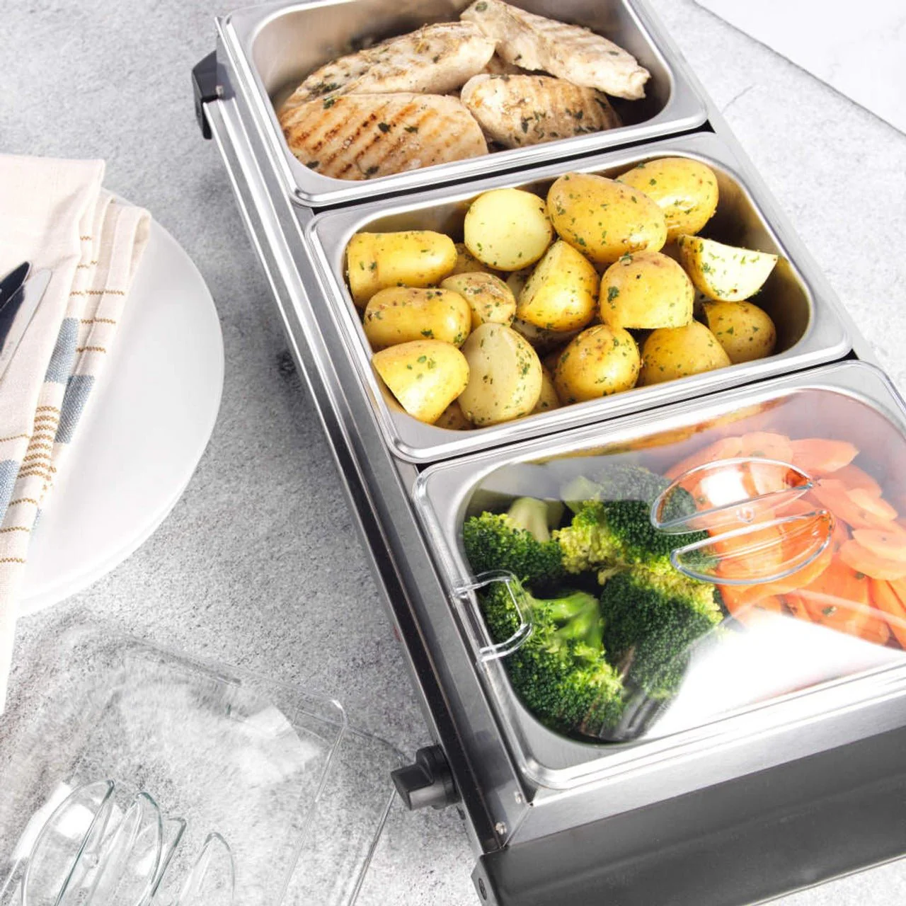Progress 3 Pan Food Warmer Buffet Server, 3 x 1.5L - Image 7