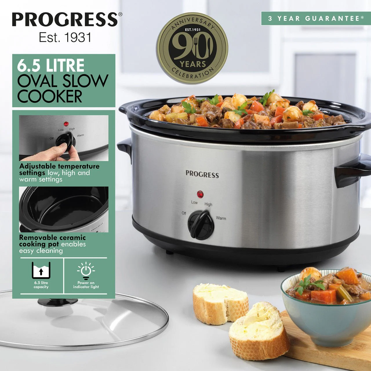 Progress 6.5L Oval Slow Cooker - 300 W - Image 5