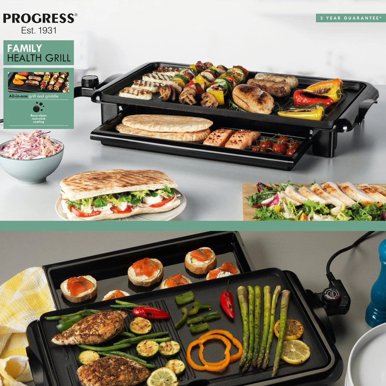 Progress Family Health Grill with Non-Stick Plates 2000W - Image 9