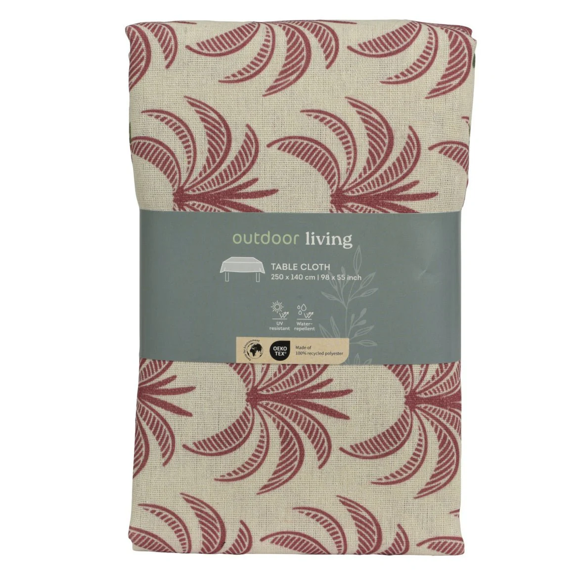 Rectangular Tablecloth Brown With Palm Print 250 x 140Cm