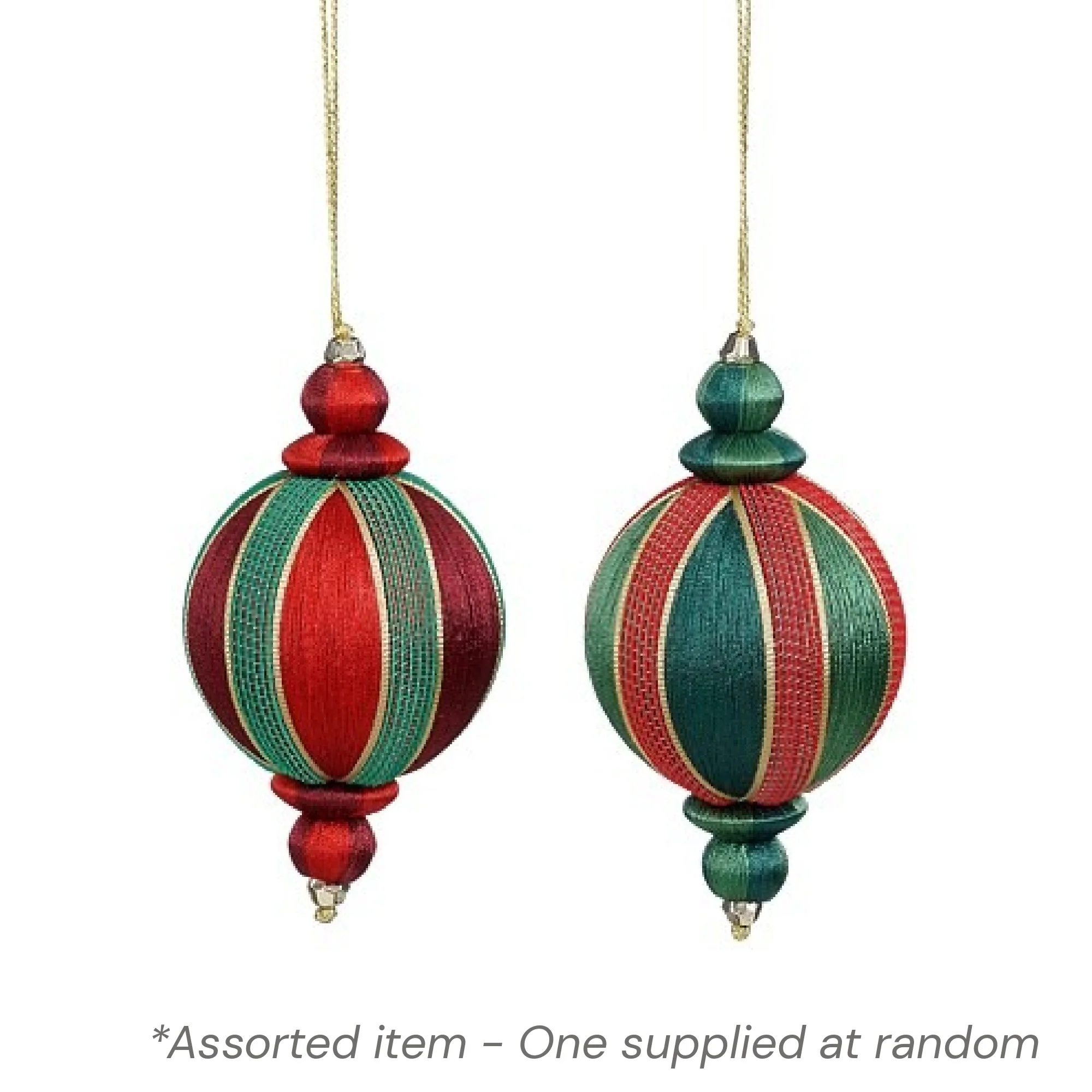 Red and Green Bauble 8 x 8cm Assorted - One Supplied*