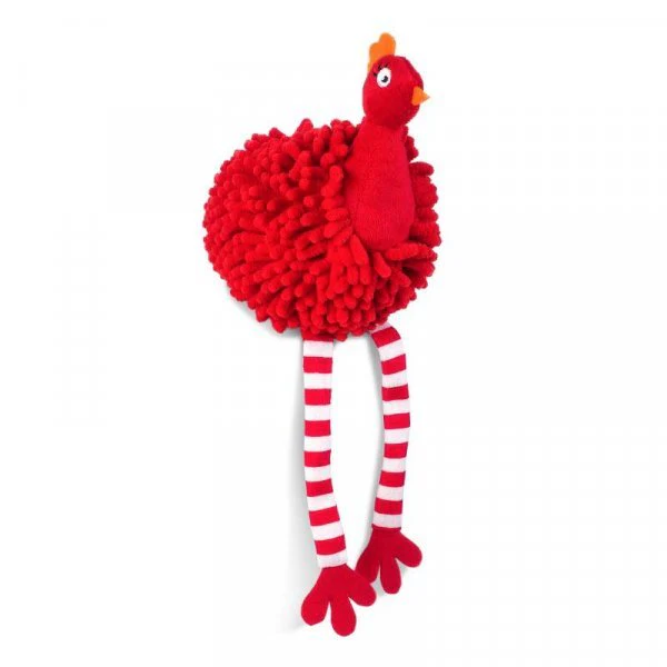 Red Noodly Partridge Squeaky Plush Dog Toy
