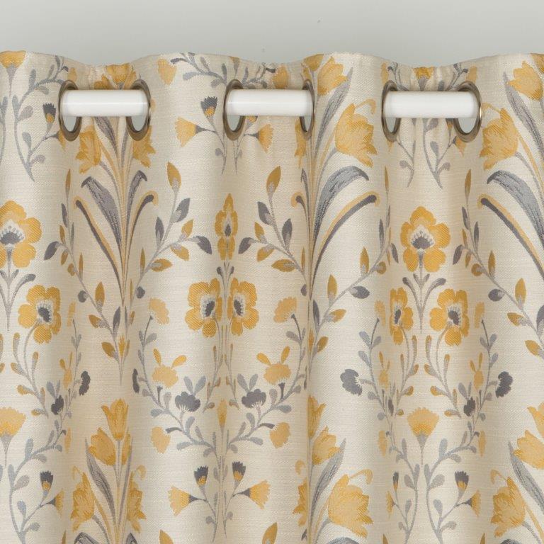 Riley 66" x 72" Lined Eyelet Curtains Buttercup - Image 2