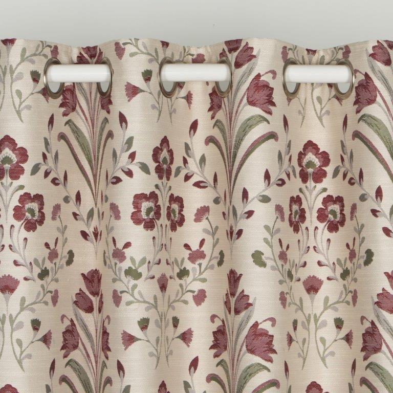 Riley 90" x 90" Lined Eyelet Curtains Raspberry - Image 2