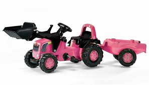 Rolly Kid Pink Tractor With Loader & Trailer