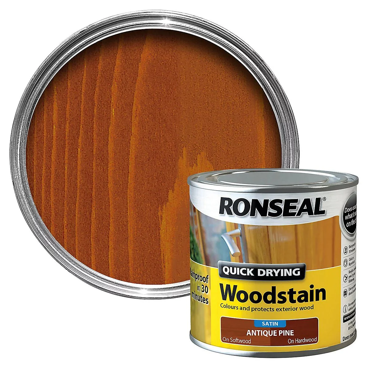 Ronseal Quick Drying Woodstain Satin - Antique Pine 2.5L