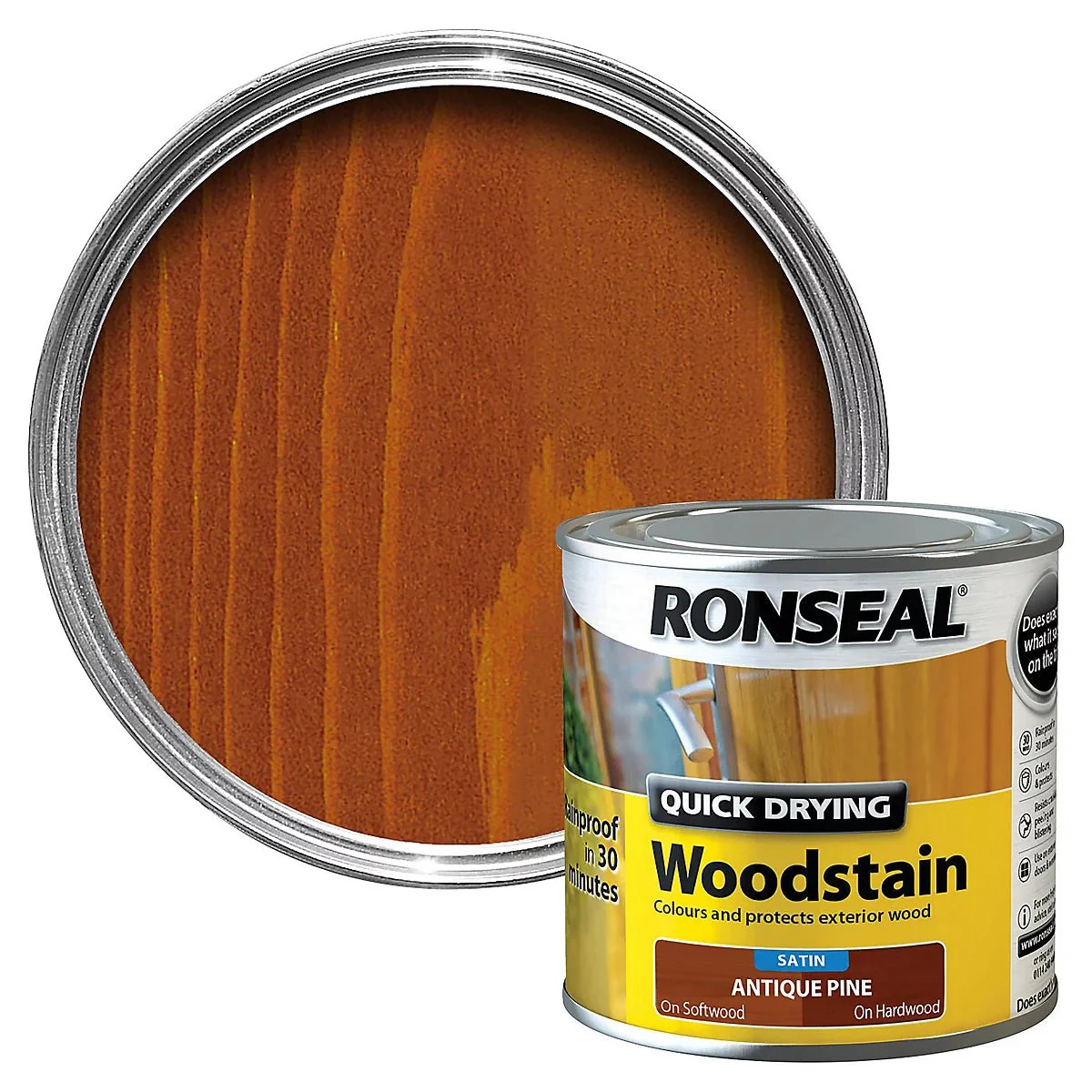 Ronseal Quick Drying Woodstain Satin - Antique Pine 250ml