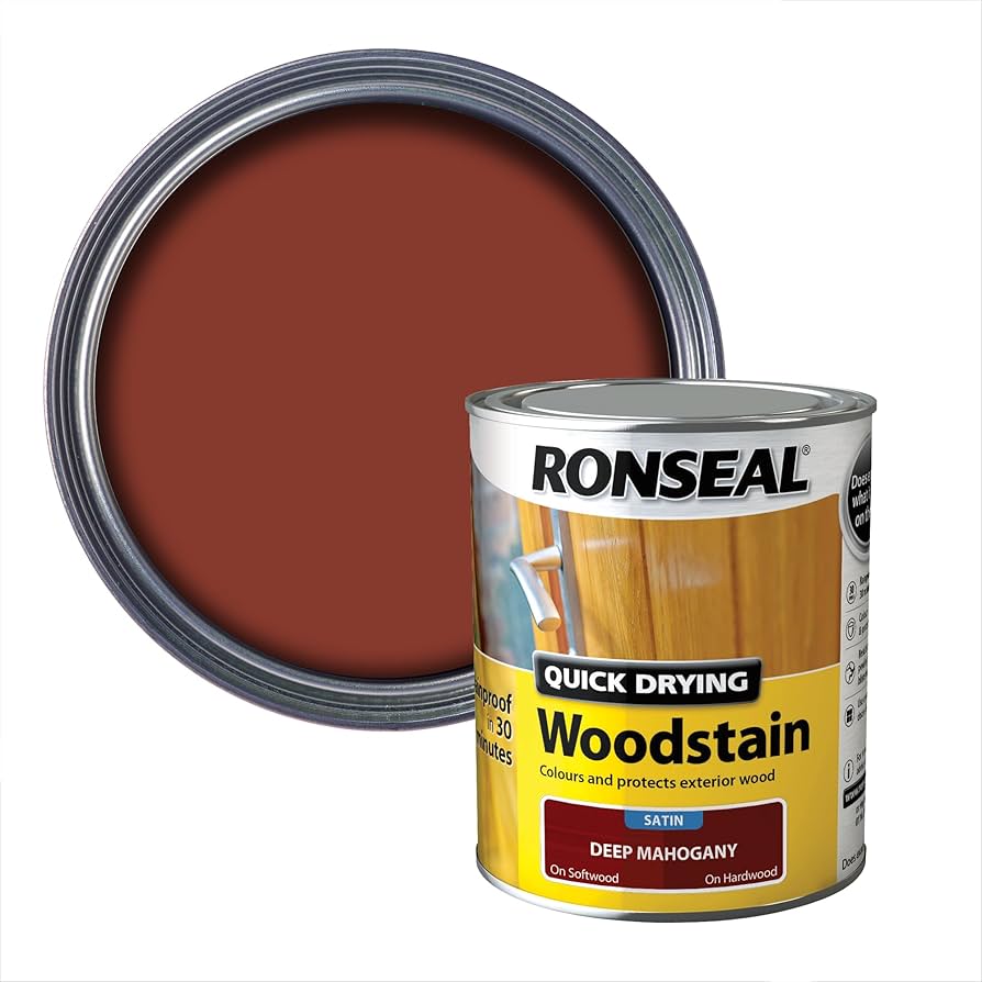 Ronseal Quick Drying Woodstain Satin - Deep Mahogany 750ml