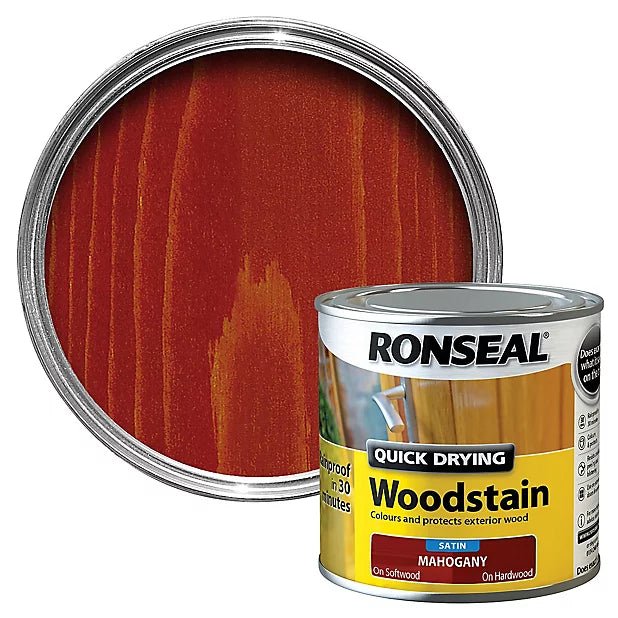 Ronseal Quick Drying Woodstain Satin - Mahogany 2.5L