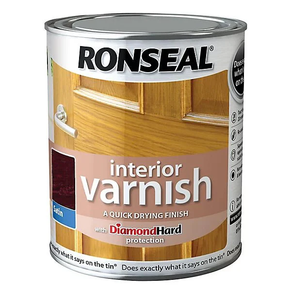 Ronseal Satin Interior Varnish - Deep Mahogany 750ML