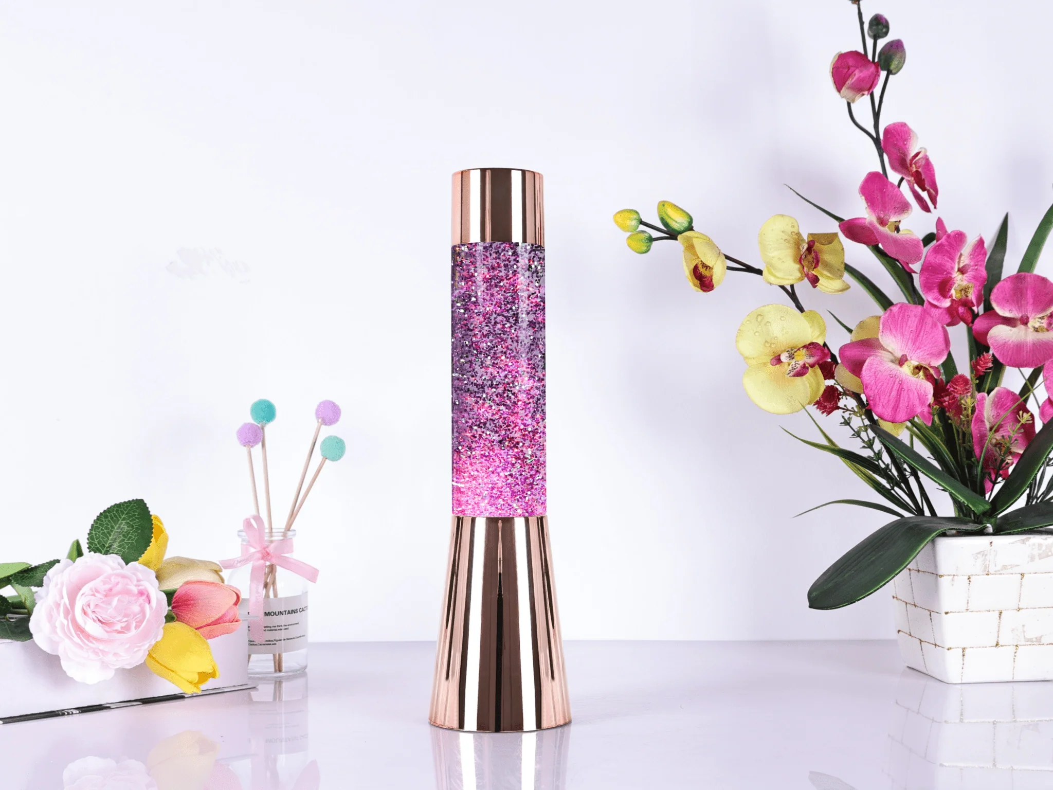 Rose Gold Metallic Glitter Lamp - Image 4